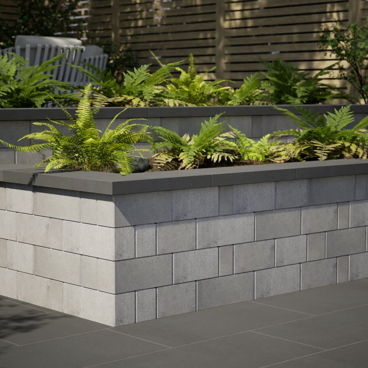 Vanguard Wall installed as a raised flower bed.