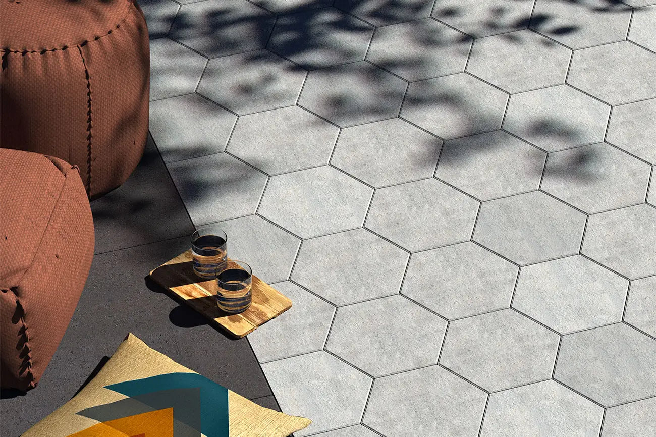 Raised patio made with skyland Pavers.