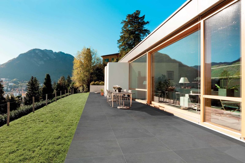Walkway and a staircase made with Passageway Stepping Units surrounded by a rock bed and boulders