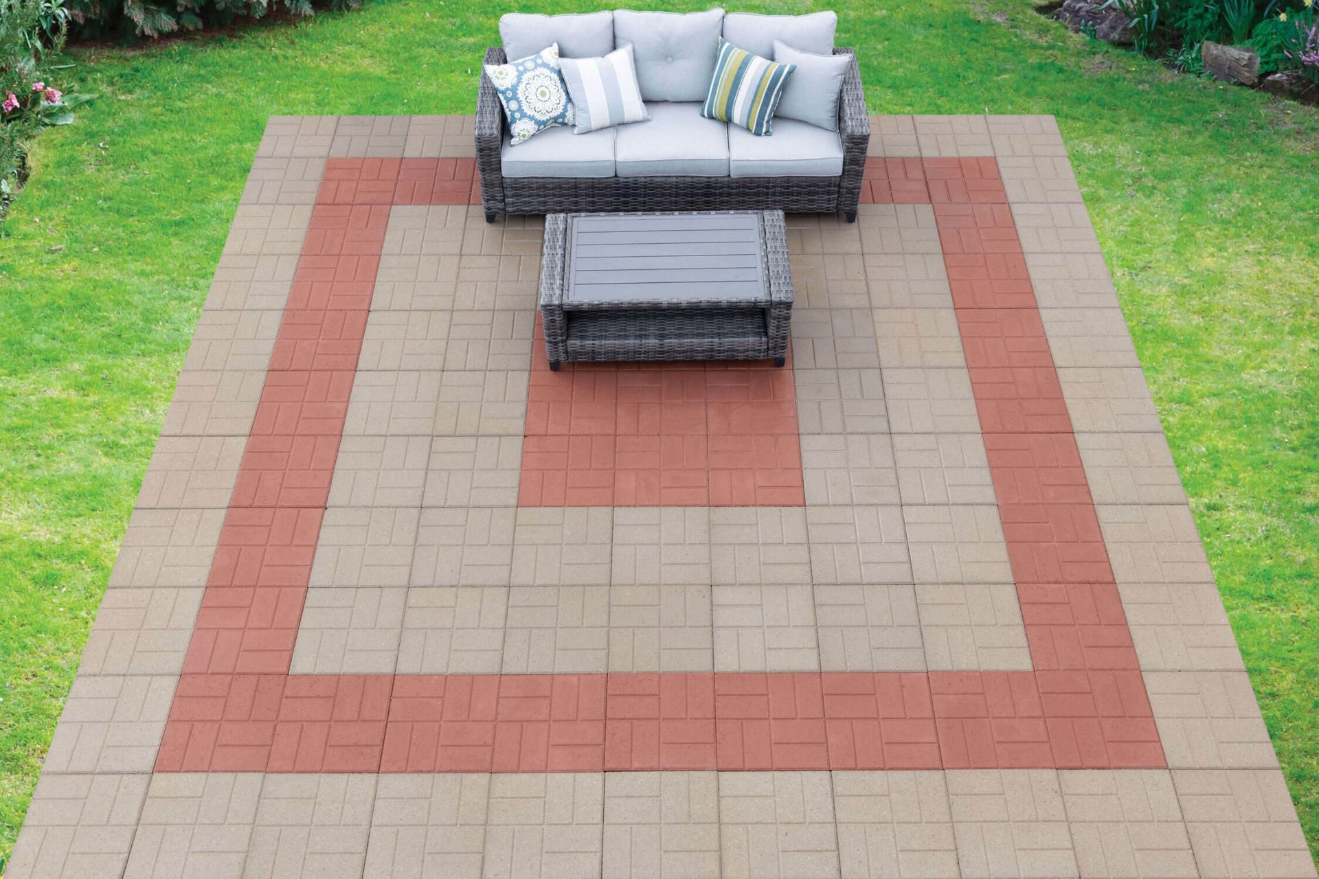 Square patio made with 16