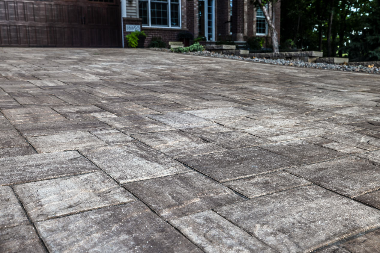 Close of of the texted surface of a Vantage Paver driveway