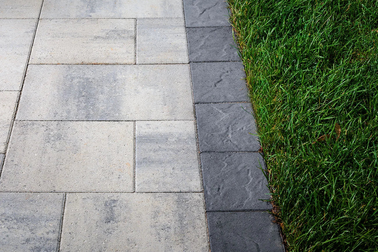 Patio made with the small origin paver set with a two level design.