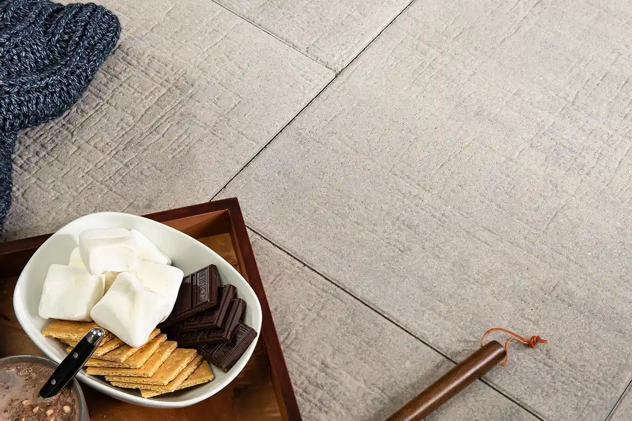 Charcuterie board on top of Papyrus pavers