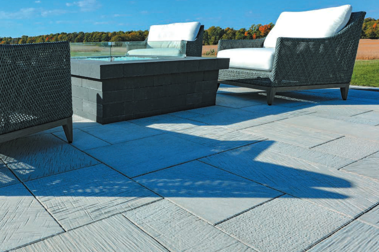 Patio with gas fire pit and patio chairs